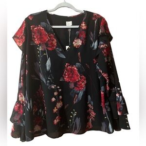 NEW! Floral Blouse, size XL
